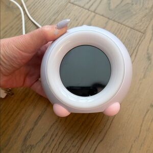 Kids Night Light Alarm Clock - Pink and White